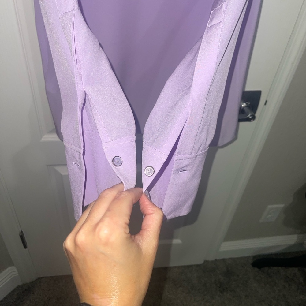 GIVENCHY Blouse in Mauve Purple Scarf Neck Bow Button Cuffs V Neck 100% Silk 38 - Picture 8 of 9